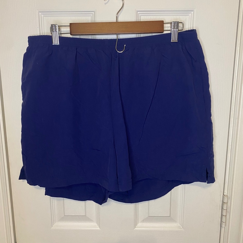 LL Bean Mens Large Supplex Nylon‎ Shorts Blue Mesh Lined Elastic Waist